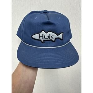 Huk Fish Performance Snapback Corded Trucker Hat Blue One Size Fishing Casual